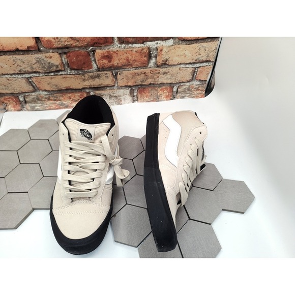 Vans  Knu Skool Peyote Cream White Black Mid Suede Nylon Skate Shoes Men sz 13 - Picture 10 of 11